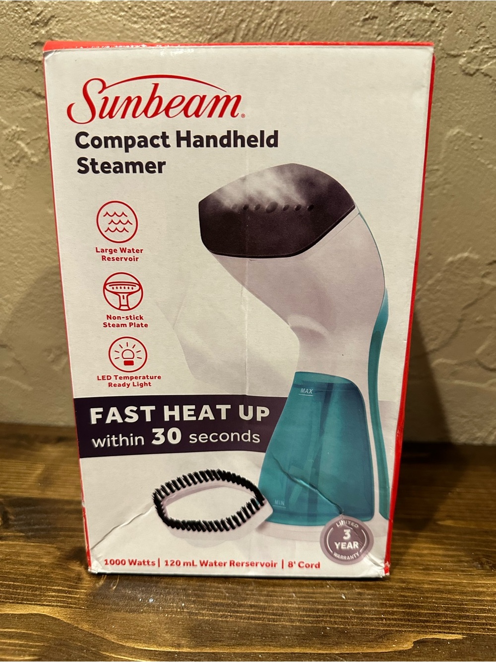 Sunbeam Handheld Fabric Steamer in Teal and White